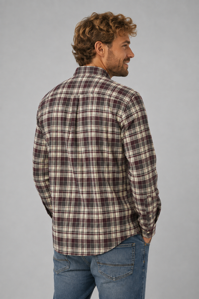 CAMICIA UOMO LOSAN BUTTON DOWN TASCHINO FLANELLA COTONE QUADRI ART. L26WH0302