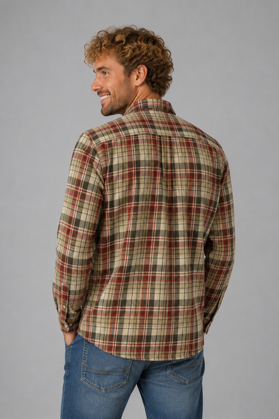CAMICIA UOMO LOSAN BUTTON DOWN FLANELLA QUADRI TASCHINI COTNE ART. L26WH0336