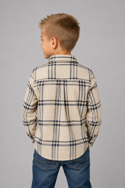 CAMICIA BAMBINO ZIPPY FANTASIA QUADRI BOTTONI TASCHINO FLANELLA COTONE  ART. ZKBAP0302-26046