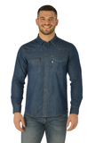 CAMICIA UOMO RAGAZZO JEANS BOTTONI TASCHE MARCA SEA BARRIER ART. NEW-PECOS-ML-31