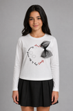 MAGLIA RAGAZZA GIROCOLLO FIOCCO STAMPA PURO COTONE MARCA YOURS ART. Y6008