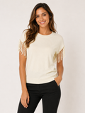 MAGLIA DONNA GIROCOLLO MANICA  FRANGE GRIFFAI ART, 6272