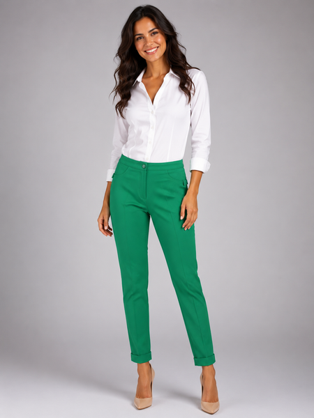 LEGGINGS DONNA ZIP BOTTONE ELASTICO RISVOLTO STRETTO MARCA G.P.C EMANUELA COSTA ART.35343