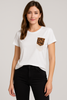 T-SHIRT DONNA GRIFFAI MANICA CORTA TASCHINO LEOPARDATO STRASS PARICOLLO COTONE MORBIDA ART. 6512