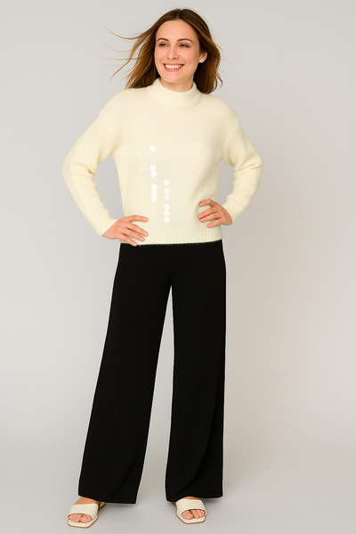 PANTALONI DONNA MYASTREET PALAZZO JERSEY TASCHE ELASTICO ART. LM81055-90