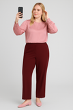 PANTALONI DONNA RAGAZZA TAGLIE OVER ELASTICO CERNIERA PALAZZO MARCA ELISA CASTELLI ART. 18015E