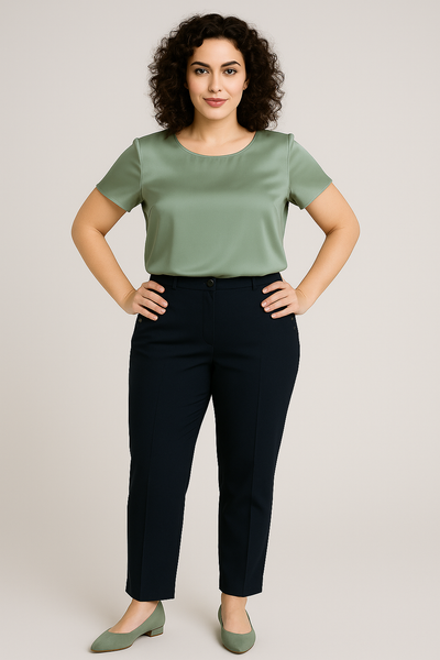 PANTALONI DONNA ELISA CASTELLI  TAGLIE OVER ZIP ELASTICO COTONE ELASTICIZZATO ART. 1885