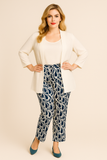 PANTALONE DONNA TAGLIE OVER ELISA CASTELLI FANTASIA ZIP ELASTICO ART. 1870