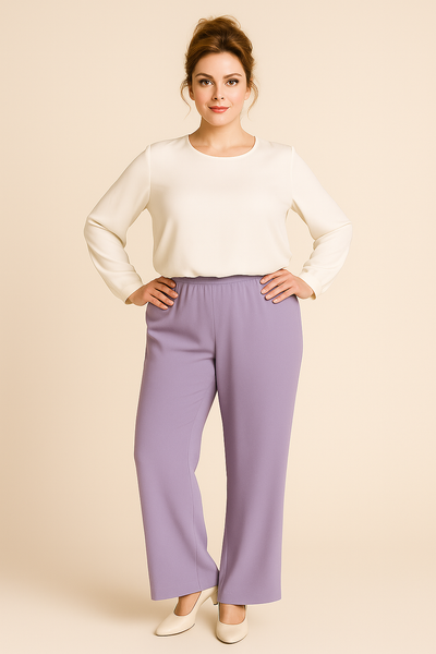PANTALONI DONNA TAGLIE COMODE ELASTICO IN VITA ELEGANTE  SOPHIA CURVY ART.25171