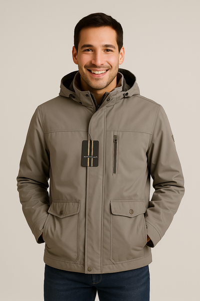 GIACCONE UOMO ZIP BOTTONI TASCHE CAPPUCCIO LEGGERO MARCA SEA BARRIER ART. TANTOR-112M