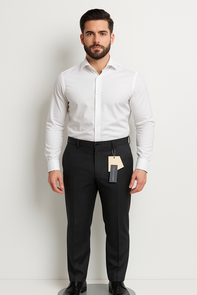 PANTALONI UOMO MISTO LANA ZIP BOTTONE GANCIO DR4 TASCHE MARCA A&P BIANCHI ART. 44 4 2803
