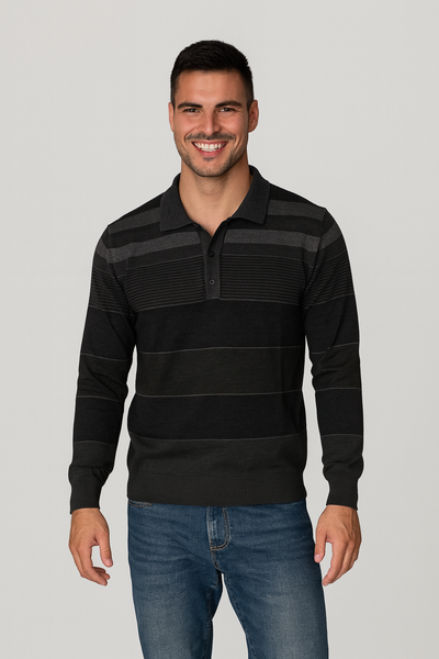 POLO UOMO RAGAZZO LANA RIGHE MARCA RE DEL MARE ART. 223128