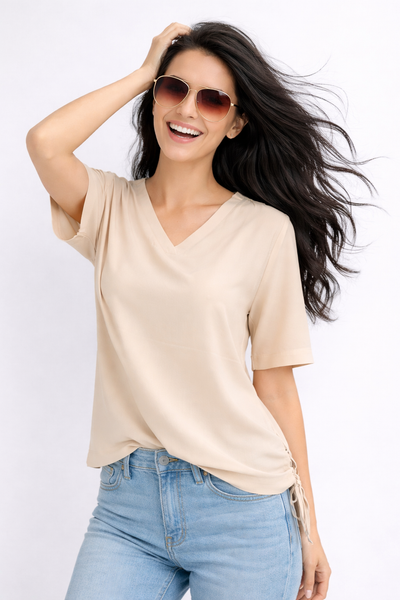 CAMICIA DONNA RAGNO BOTTONI SCOLLO RISVOLTO COULISSE LEGGERA PRATICA ART.DS23SJ