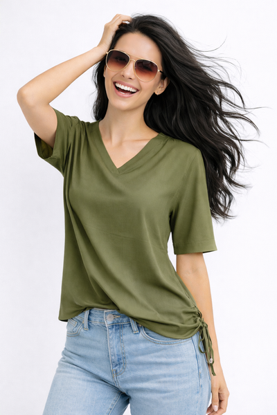 CAMICIA DONNA RAGNO BOTTONI SCOLLO RISVOLTO COULISSE LEGGERA PRATICA ART.DS23SJ