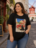 T-SHIRT DONNA COTONE PURO STAMPA MANICA CORTA  SOPHIA CURVY ART. 25069