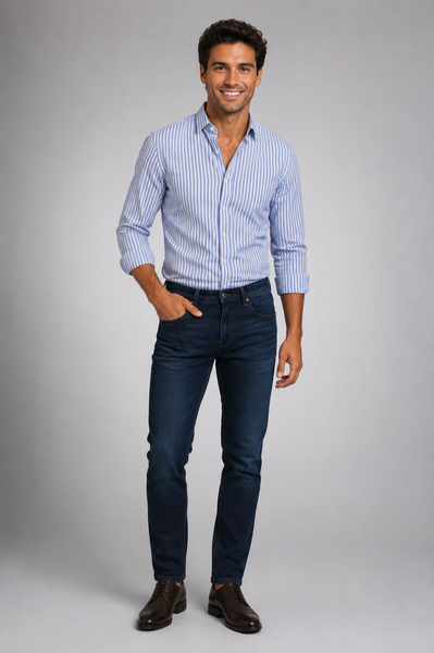 JEANS UOMO ZIP BOTTONE CINQUE TASCHE SCURO REGOLARE MARCA LOSAN ART.22K-9004AL