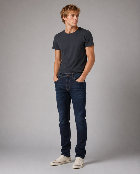JEANS UOMO ZIP BOTTONE CINQUE TASCHE SCURO SLIM MARCA GAS ART.ALBERT