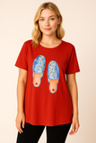 T-SHIRT DONNA TAGLIE OVER SOPHIA MANICA CORTA STAMPA STRASS ART. 25076