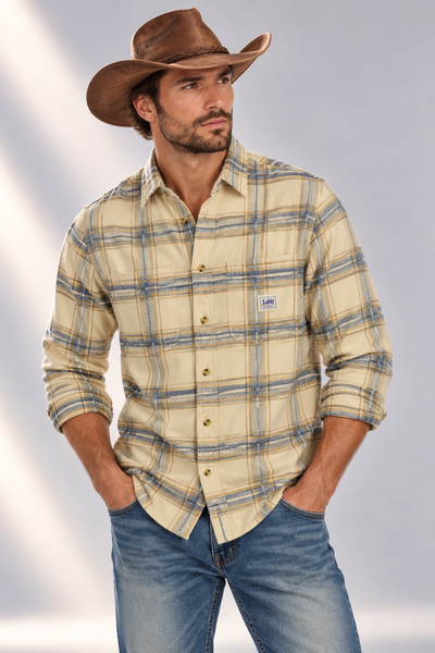 CAMICIA UOMO LEE FLANELLA PESANTE SCOZZESE TASCHINI COTONE ART. WORKWEAR SHIRT 2.0