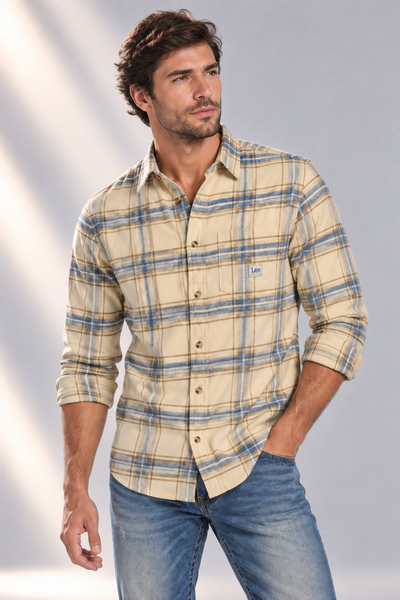 CAMICIA UOMO LEE FLANELLA PESANTE SCOZZESE TASCHINI COTONE ART. WORKWEAR SHIRT 2.0