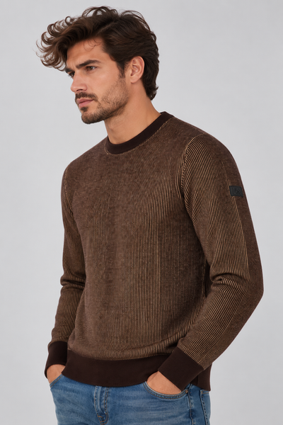 MAGLIONE UOMO RIFLE GIROCOLLO FILATO DUE COLORI LOGO VISCOSA ART. RFTR846