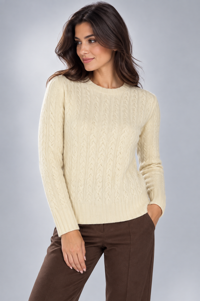 MAGLIONE DONNA VALERIE GIROCOLLO TRECCE LANA MERINO EXTRAFINE ART. 1144