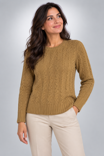 MAGLIONE DONNA VALERIE GIROCOLLO TRECCE LANA MERINO EXTRAFINE ART. 1144
