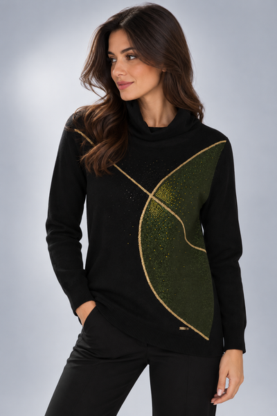 MAGLIONE DONNA COVERI COLLO CIAMBELLA FANTASIA STRASS ART. DC1248