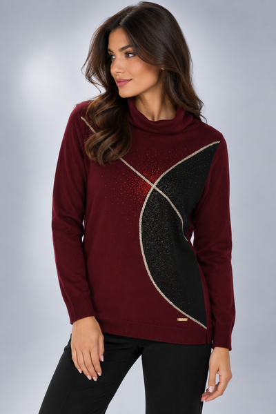 MAGLIONE DONNA COVERI COLLO CIAMBELLA FANTASIA STRASS ART. DC1248