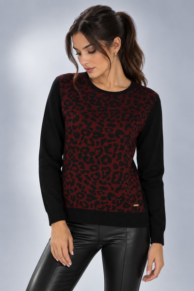 MAGLIONE DONNA COVERI GIROCOLLO ANIMALIER LUREX VISCOSA ART. DC1253