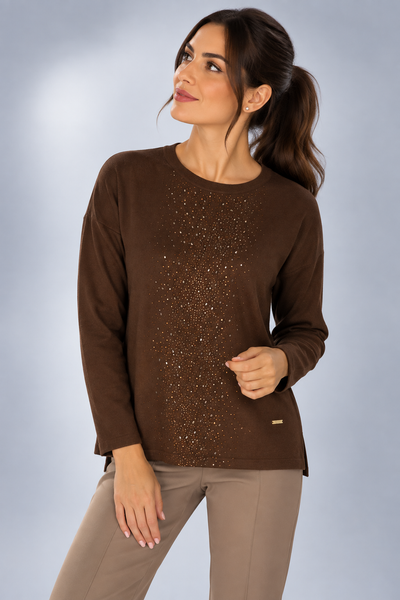 MAGLIONE DONNA COVERI PARICOLLO SPACCHI APPLICAZIONI CENTRALI VISCOSA ART. DC1224