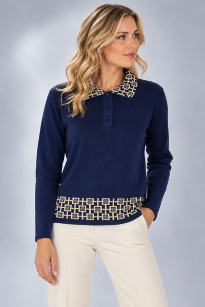 MAGLIONE DONNA ANNALISA BINETTI POLO BOTTONI LAVORATA MISTO LANA ART.2502