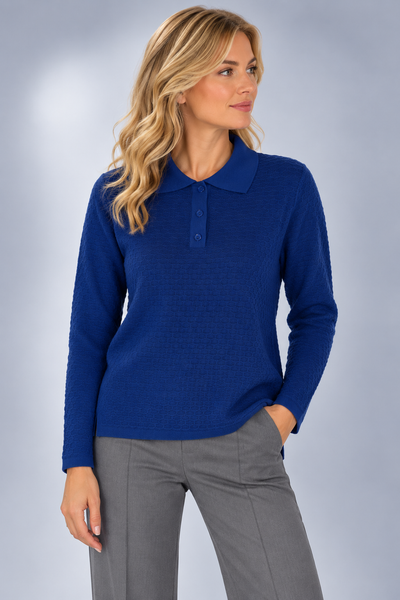 MAGLIONE DONNA ANNALISA BINETTI POLO BOTTONI LAVORATA MISTO LANA ART. 2516