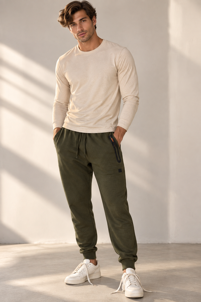 PANTALONE TUTA UOMO AVIREX FELPATO ELASTICO COULISSE TASCHE ZIP POLSINI ART. AX0736