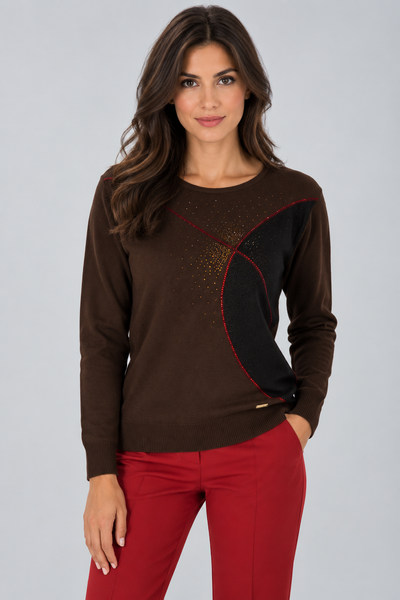 MAGLIONE DONNA COVERI GIROCOLLO STRASS FANTASIA VISCOSA ART. DC1247