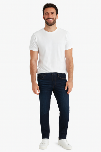 JEANS UOMO ZIP BOTTONE TASCHE SLIM SCURO SCHIARITURE MARCA URBAN RING ART. UR515002