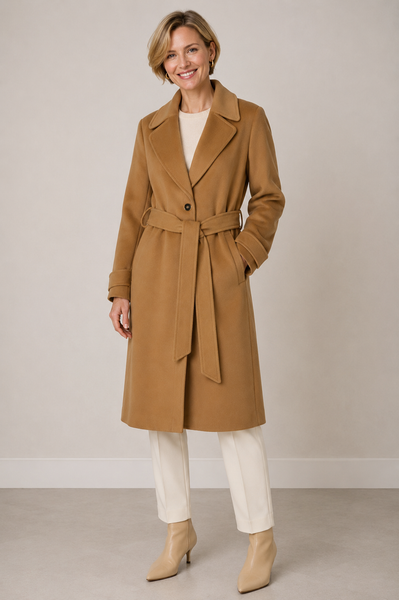 CAPPOTTO DONNA RAGAZZA UN PETTO CINTURA TASCHE MARCA EDAS ART. CAPIENTE