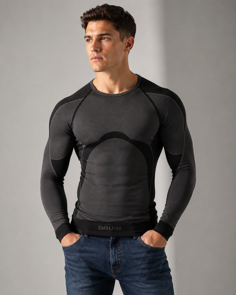 MAGLIA INTIMA UOMO RAGAZZO TERMICA MANICA LUNGA MARCA BRUGI ART. R24K