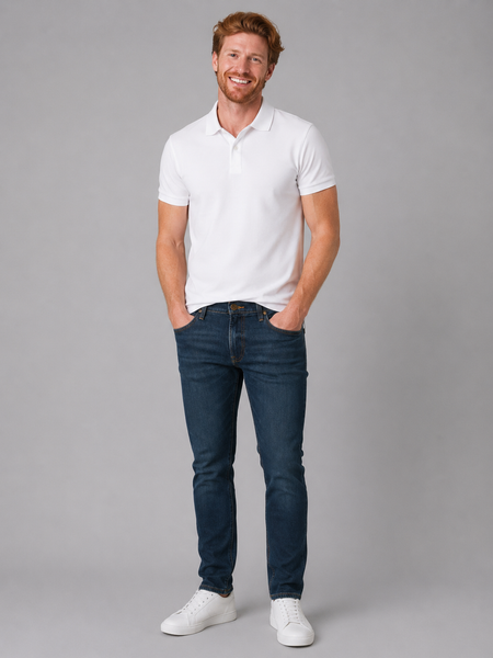 JEANS UOMO ZIP BOTTONE CINQUE TASCHE SCURO SLIM TAPARED MARCA LEE ART. LUKE