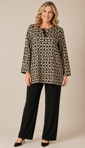COMPLETO DONNA RAGAZZA BLUSA FANTASIA PANTALONE JERSEY ELASTICO MARCA GIUNE ART. CM099
