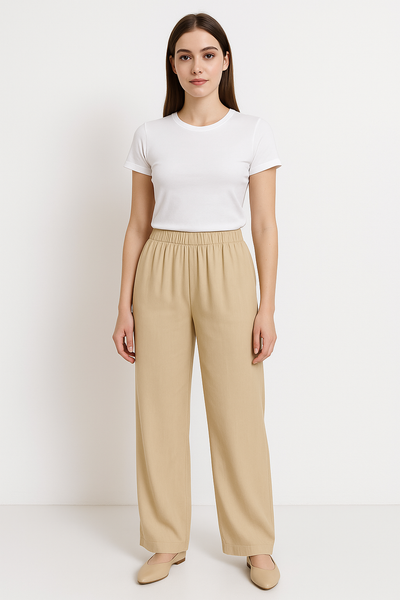 PANTALONE DONNA JENNIFER CLOSE PALAZZO ELASTICO TASCHE ART. 1894