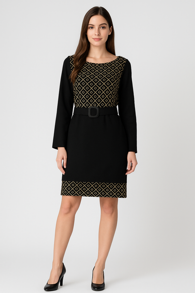 ABITO DONNA ELEGANTE GIROCOLLO MANICA LNGA CINTURA LUREX MARCA CAVALLERI BARBARELLA ART.22A40