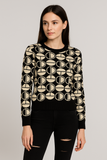 MAGLIONE DONNA GIROCOLLO POLSNI FASCIA FANTASIA MORBIDO CALDO MARCA CAVALLERI BARBARELLA ART.7238