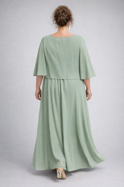 ABITO ELEGANTE DONNA OVER ABBA A IN POLIETSRE CADI MANTELLINA COPRISPALLE ELASTICO DIETRO GONNA AMPIA AER 515