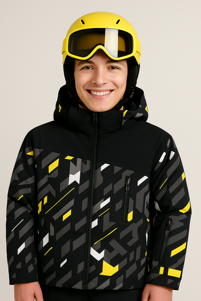 GIACCA SCI RAGAZZO ZIP CAPPUCCIO TASCHE IMPERMEABILE IDROREPELLENTE TRASPIRANTE ANTIVENTOMARCA BRUGI ART. JH4QT48H