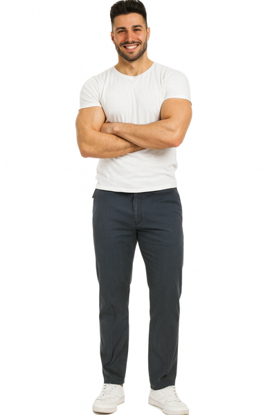PANTALONI UOMO ZIP GANCIO TASCHE LEGGERI REGULAR FIT MARCA LUIGI MORINI ART. MANNHEIM4262 DR4