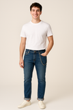 JEANS UOMO ZIP BOTTONE CINQUETASCHE RISVOLTO CATENELLA MARCA INCOR ART.SLOWLY
