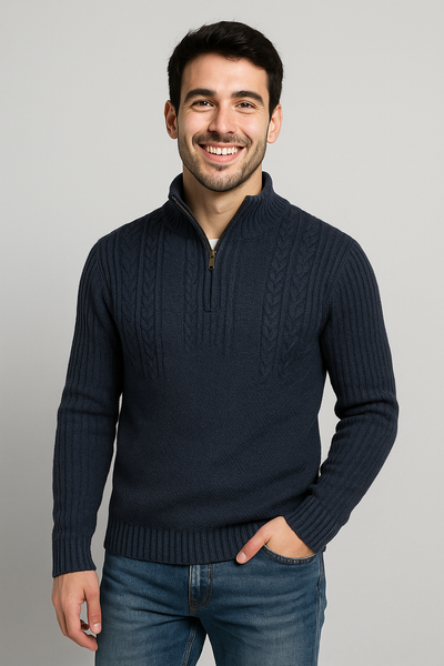 MAGLIONE UOMO ZIP POLSINI FASCIA LAVORAZIONE MARCA SUPERDRY ART. JACOB