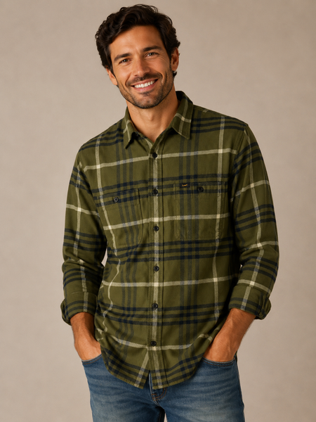 CAMICIA UOMO RAGAZZO FLANELLA SCOZZESE MARCA LEE ART. 112355649 MERCANTILE