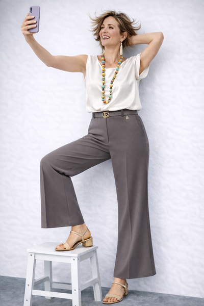 PANTALONE DONNA LAURA BIAGIOTTI JERSEY ELASTICO TASCHE CINTURA ART.26P18107